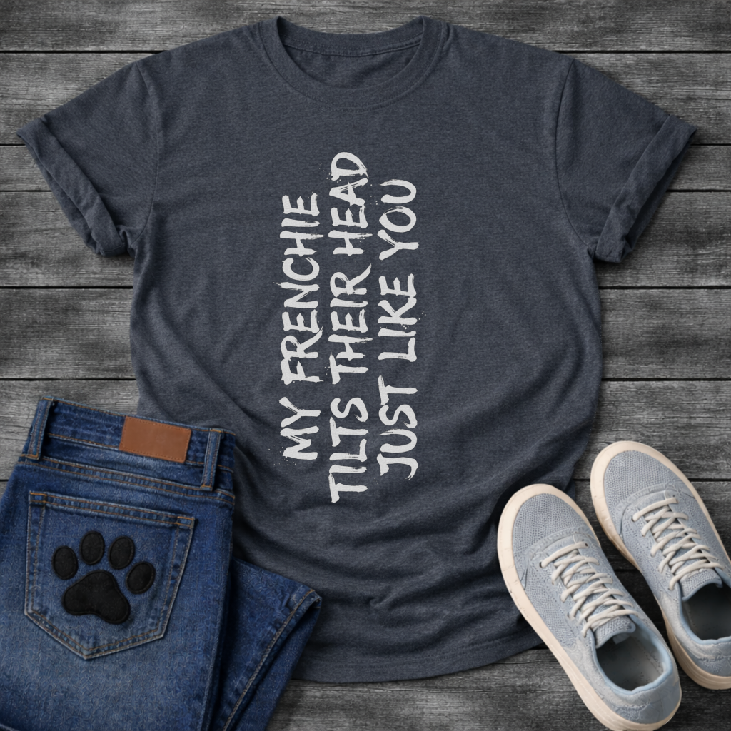 Funny French Bulldog head tilt t-shirt white unisex pet lover apparel