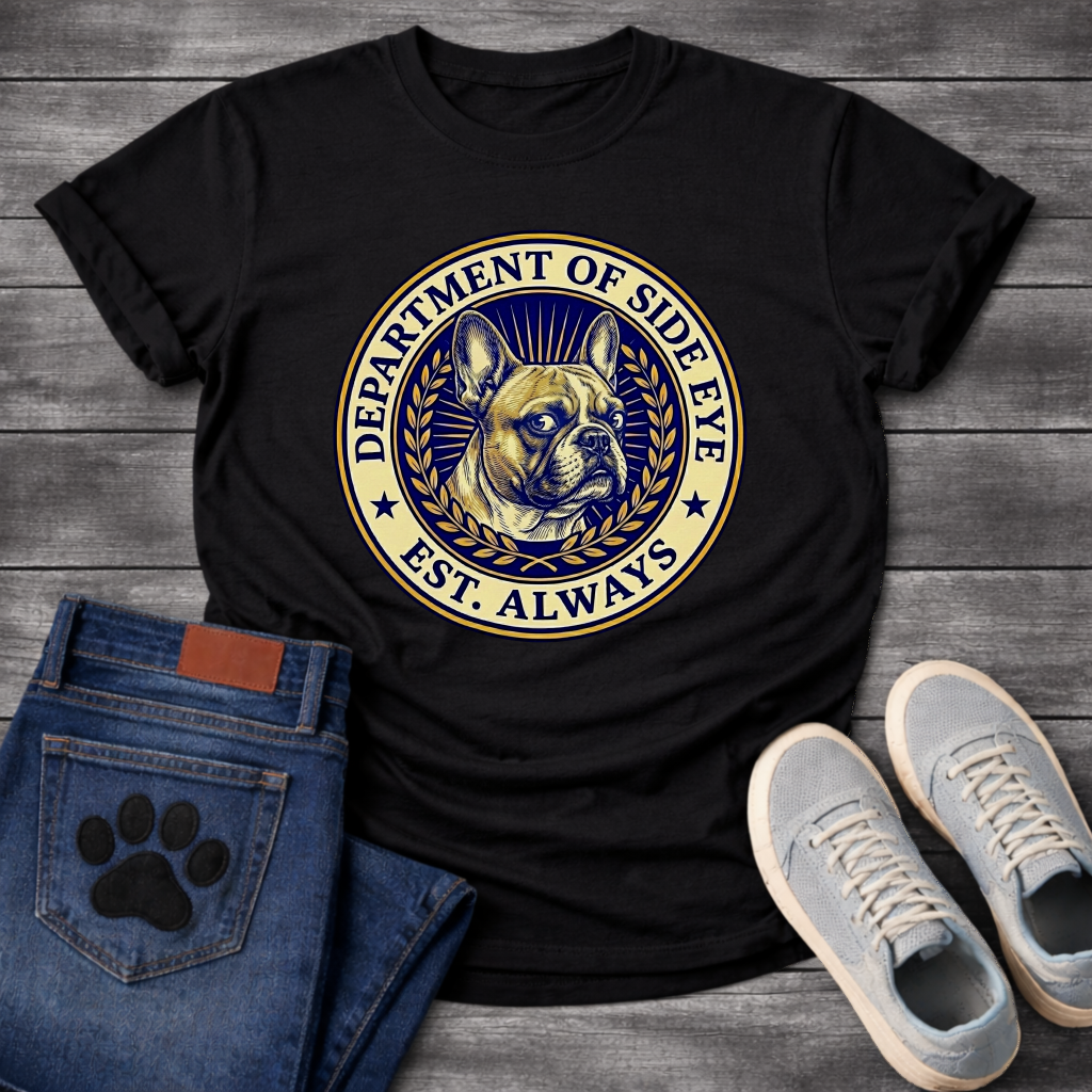 Department Of Side Eye Frenchie funny French Bulldog badge shirt