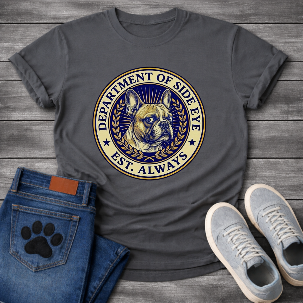 Department Of Side Eye Frenchie funny French Bulldog badge shirt