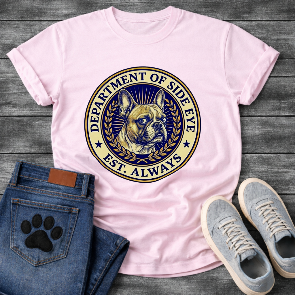 Department Of Side Eye Frenchie funny French Bulldog badge shirt
