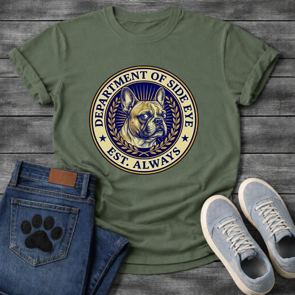 Department Of Side Eye Frenchie funny French Bulldog badge shirt