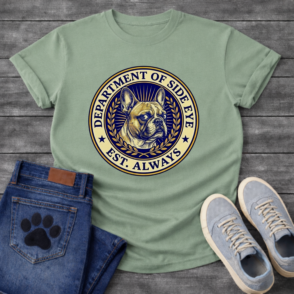 Department Of Side Eye Frenchie funny French Bulldog badge shirt