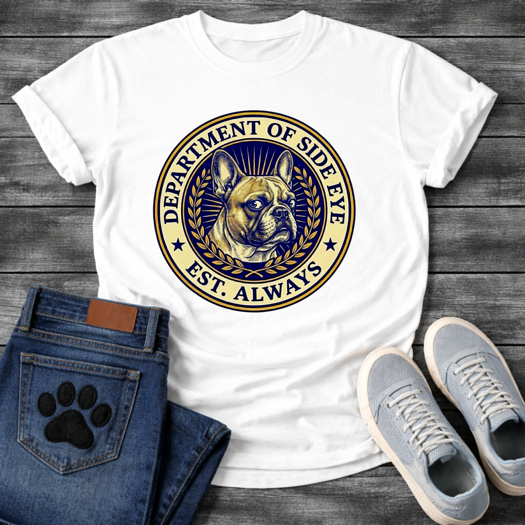 Department Of Side Eye Frenchie funny French Bulldog badge shirt