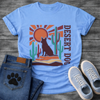 Funny desert dog shirt with retro cactus design for pet lovers