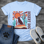 Funny desert dog shirt with retro cactus design for pet lovers
