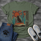 Funny desert dog shirt with retro cactus design for pet lovers