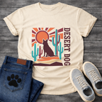 Funny desert dog shirt with retro cactus design for pet lovers