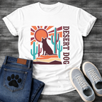 Funny desert dog shirt with retro cactus design for pet lovers