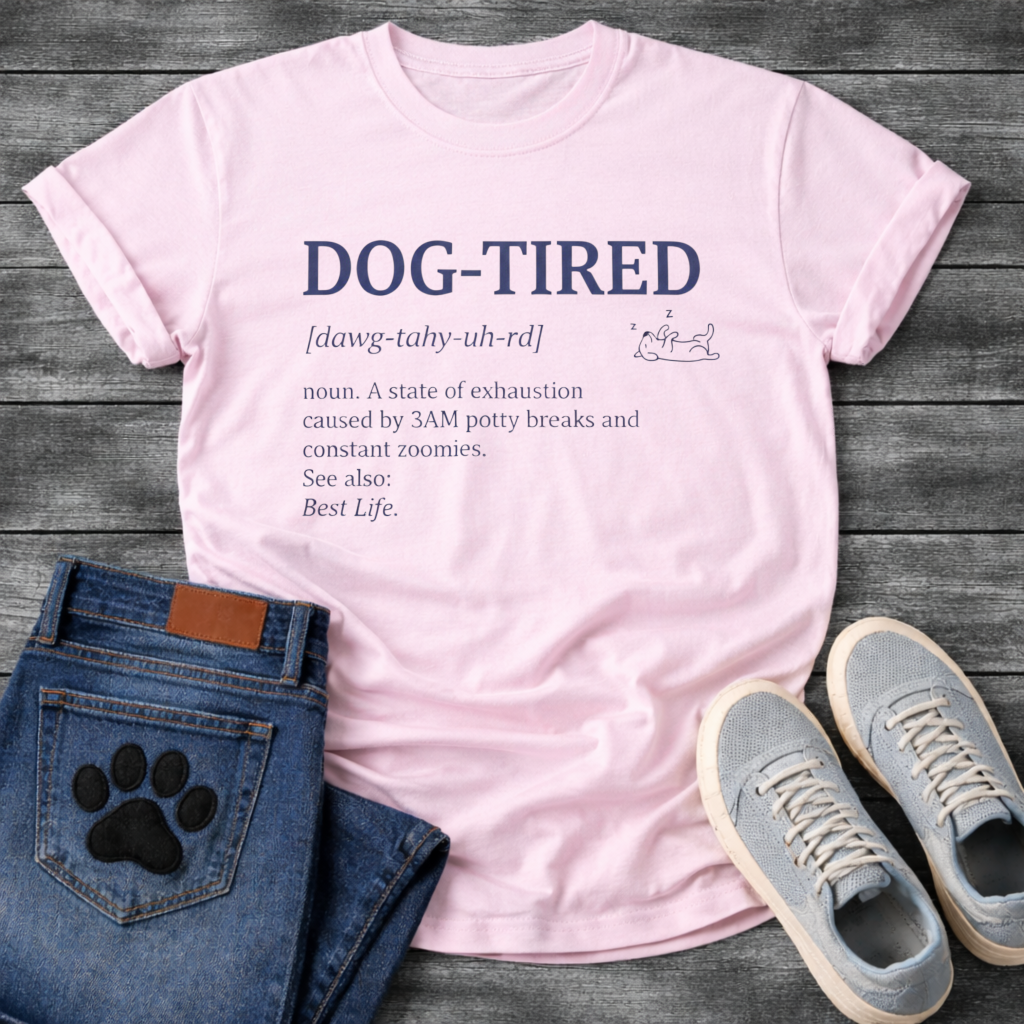 Dog-Tired dictionary definition funny exhausted pet parent shirt