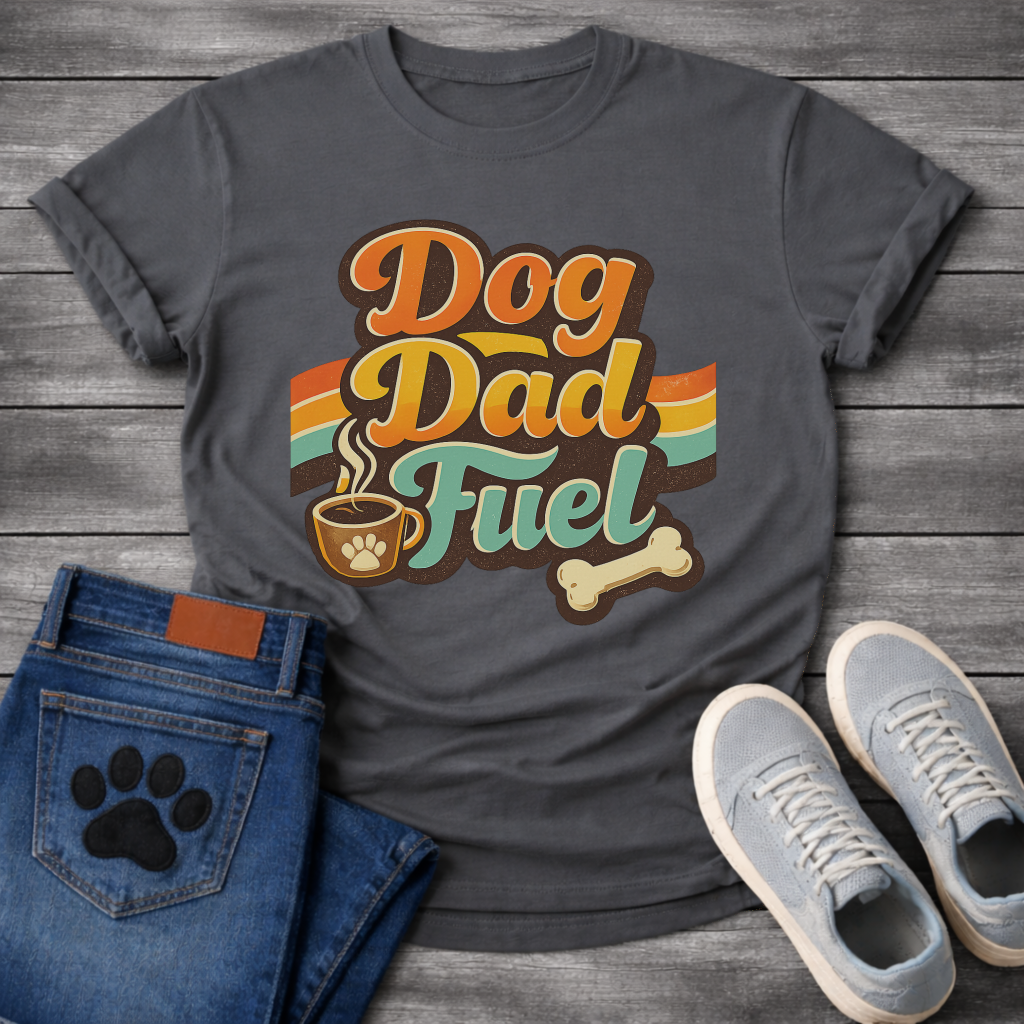 Dog dad fuel retro shirt with coffee design for caffeine loving dog fathers

