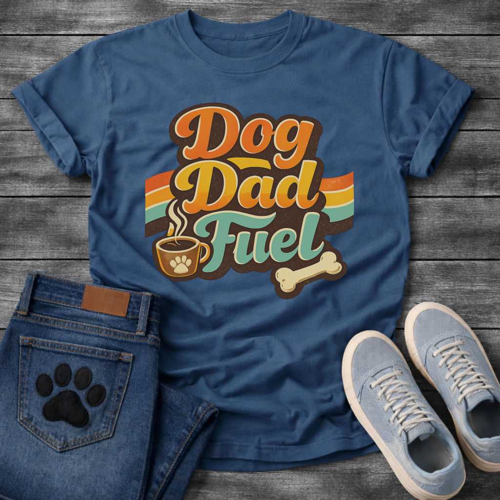 Dog dad fuel retro shirt with coffee design for caffeine loving dog fathers
