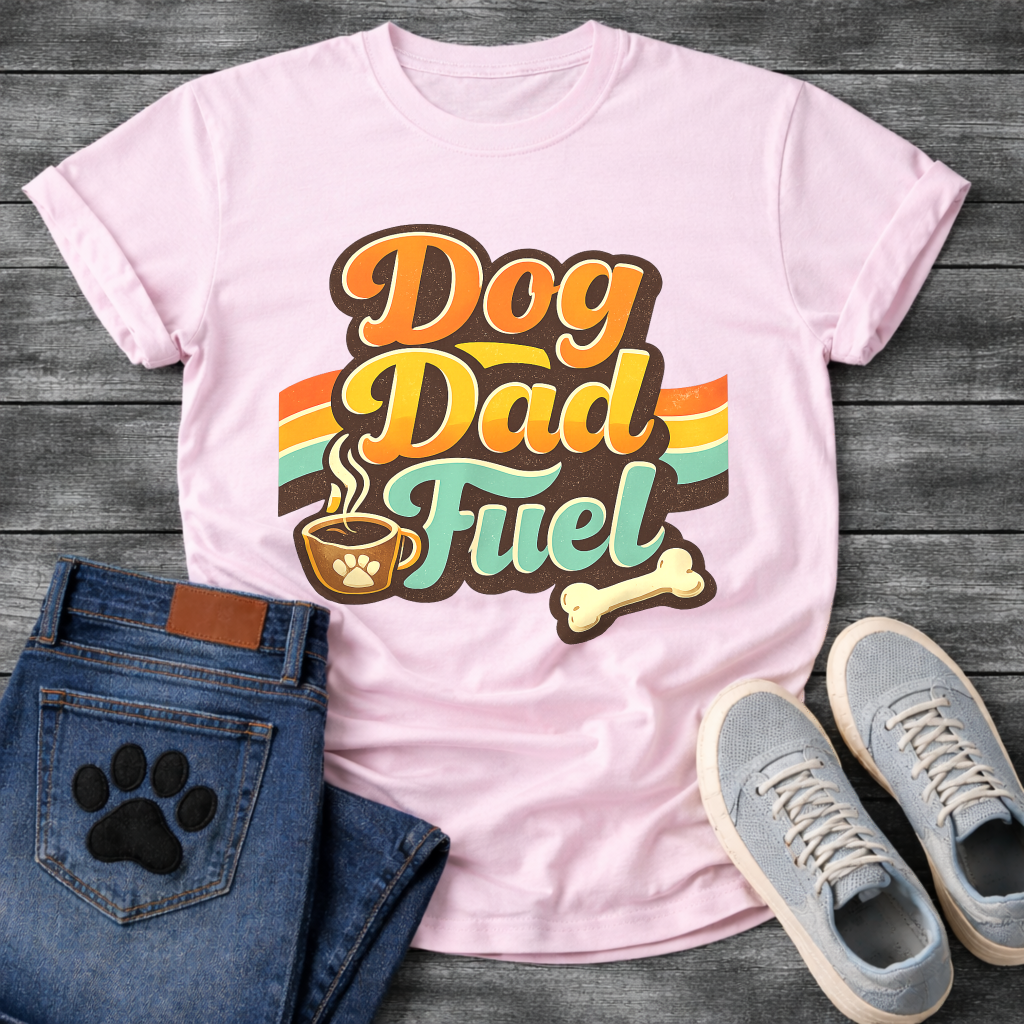 Dog dad fuel retro shirt with coffee design for caffeine loving dog fathers
