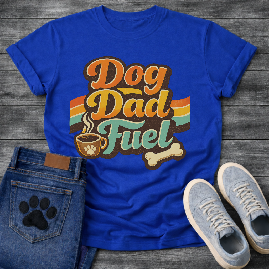 Dog dad fuel retro shirt with coffee design for caffeine loving dog fathers
