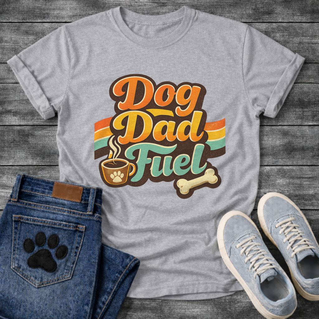 Dog dad fuel retro shirt with coffee design for caffeine loving dog fathers
