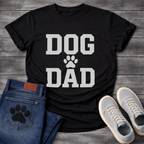 Dog dad shirt with bold lettering and paw print for proud dog fathers