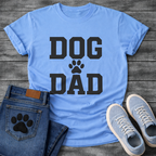Dog dad shirt with bold lettering and paw print for proud dog fathers