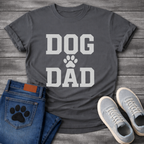 Dog dad shirt with bold lettering and paw print for proud dog fathers