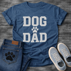 Dog dad shirt with bold lettering and paw print for proud dog fathers
