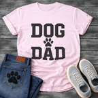 Dog dad shirt with bold lettering and paw print for proud dog fathers