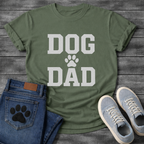 Dog dad shirt with bold lettering and paw print for proud dog fathers