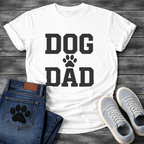 Dog dad shirt with bold lettering and paw print for proud dog fathers