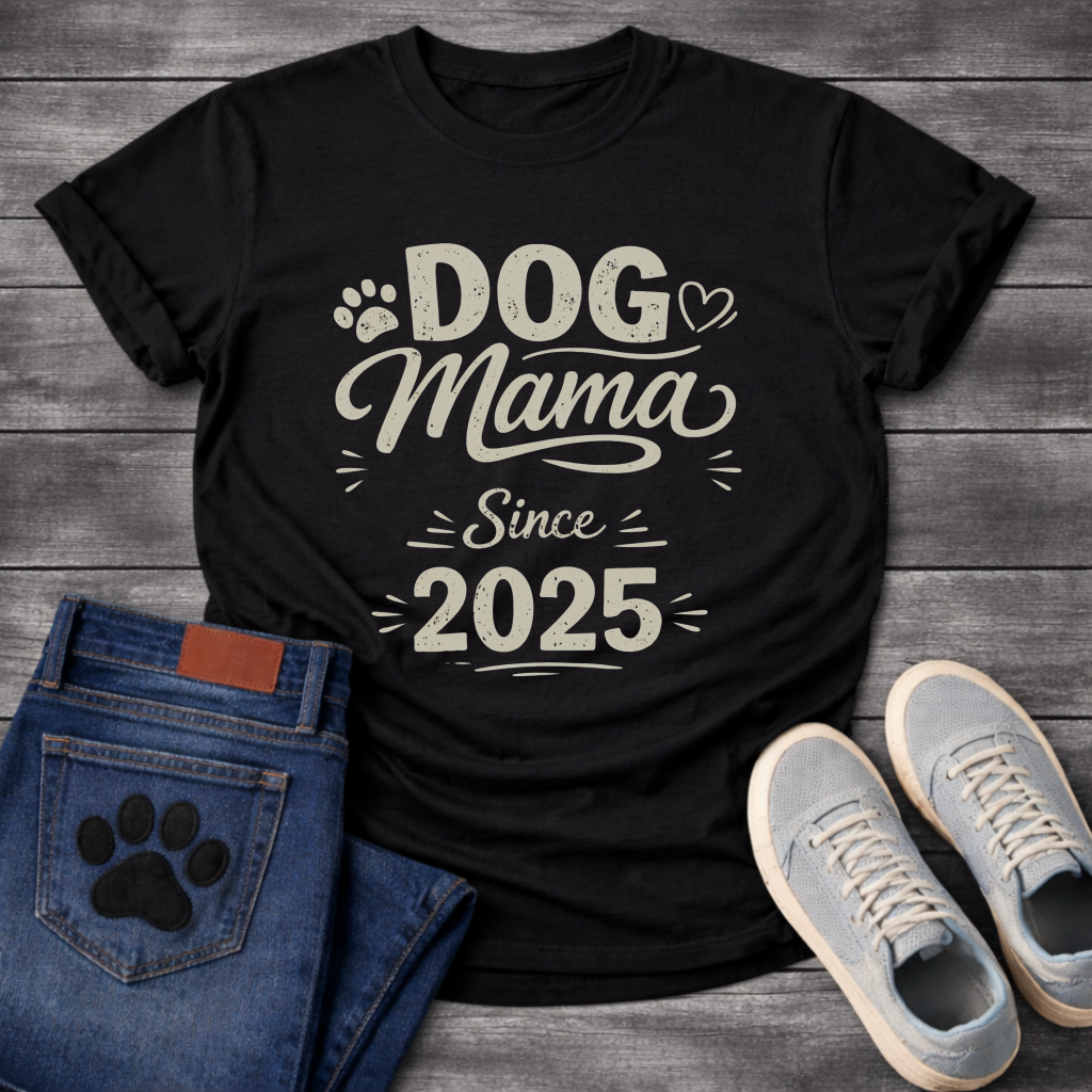 Dog Mama Since 2025 funny new dog parent anniversary shirt