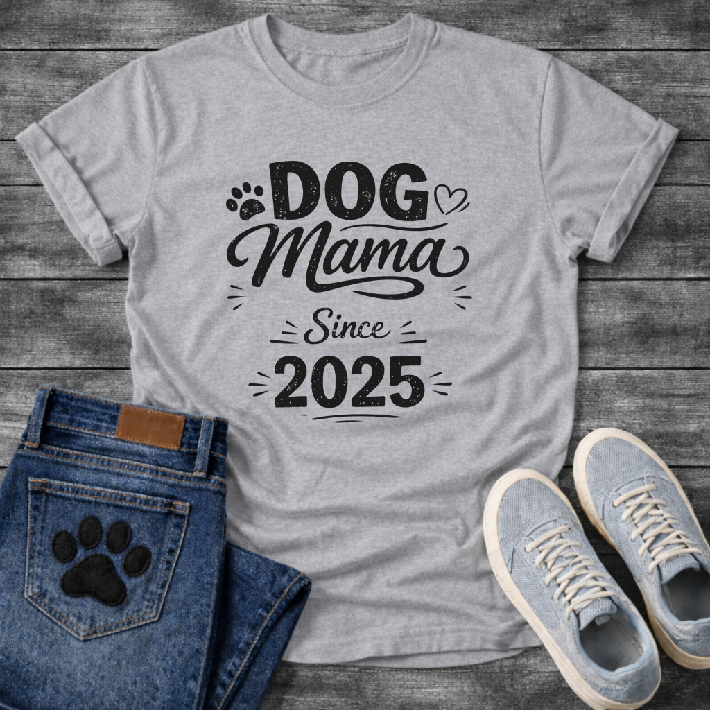 Dog Mama Since 2025 funny new dog parent anniversary shirt