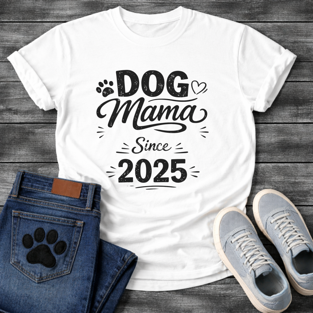 Dog Mama Since 2025 funny new dog parent anniversary shirt