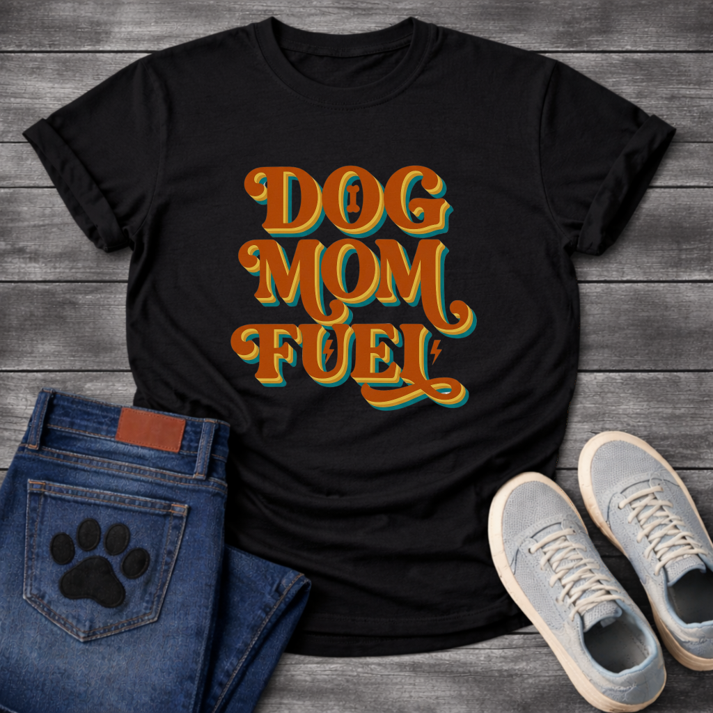 Dog Mom Fuel retro groovy funny dog parent coffee shirt
