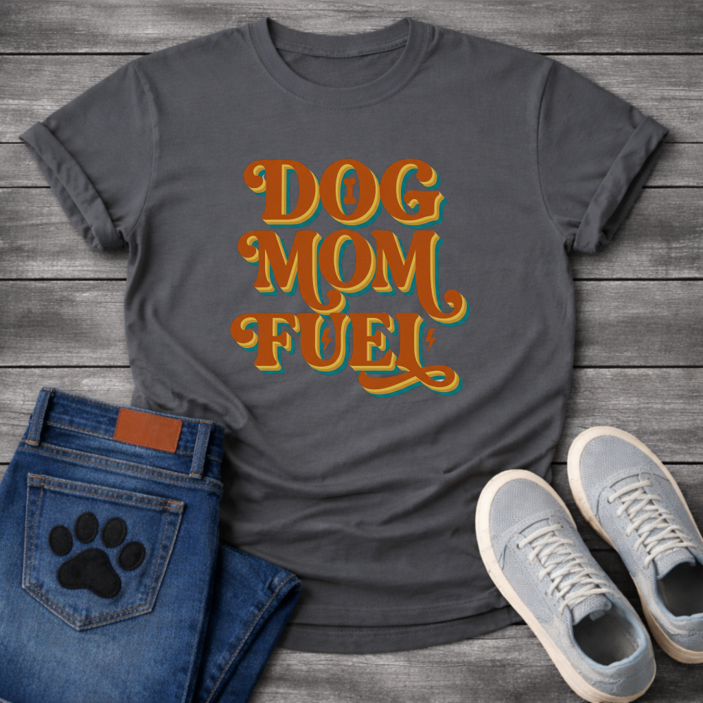 Dog Mom Fuel retro groovy funny dog parent coffee shirt