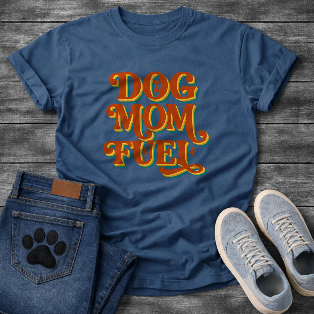 Dog Mom Fuel retro groovy funny dog parent coffee shirt