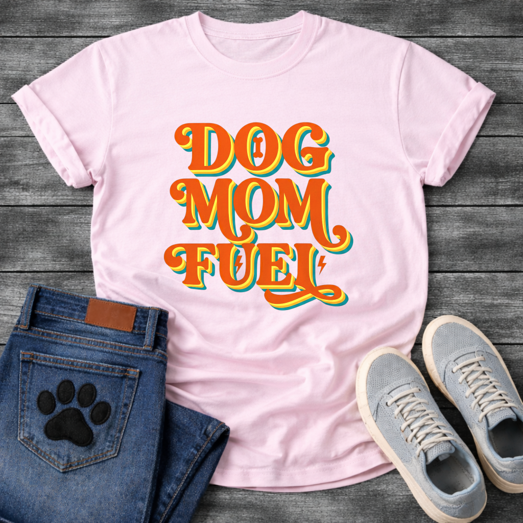 Dog Mom Fuel retro groovy funny dog parent coffee shirt