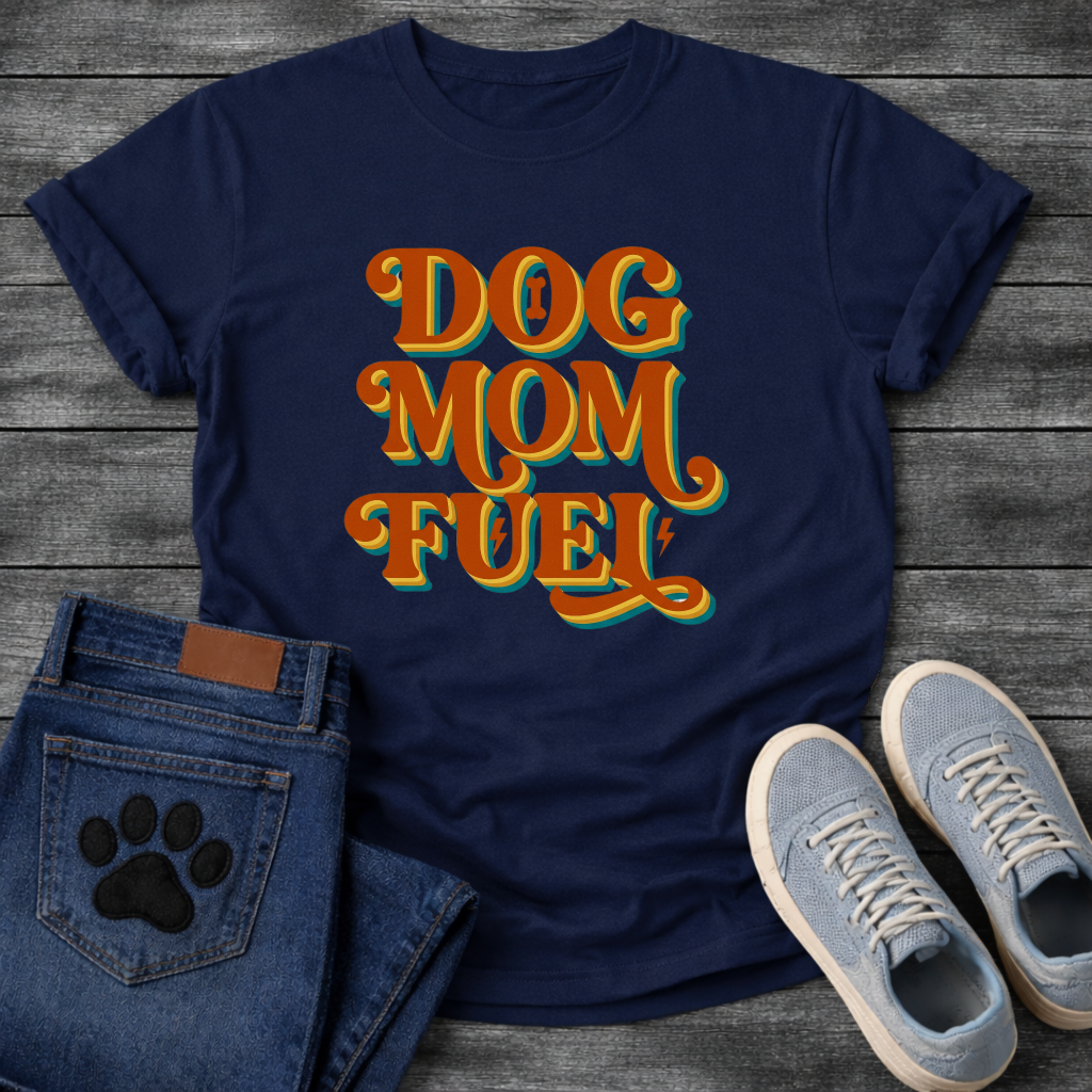 Dog Mom Fuel retro groovy funny dog parent coffee shirt