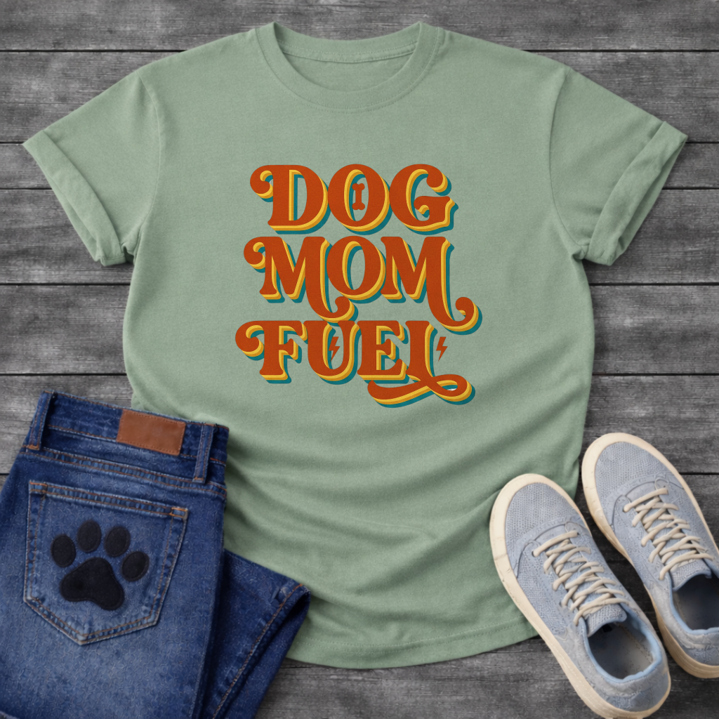 Dog Mom Fuel retro groovy funny dog parent coffee shirt