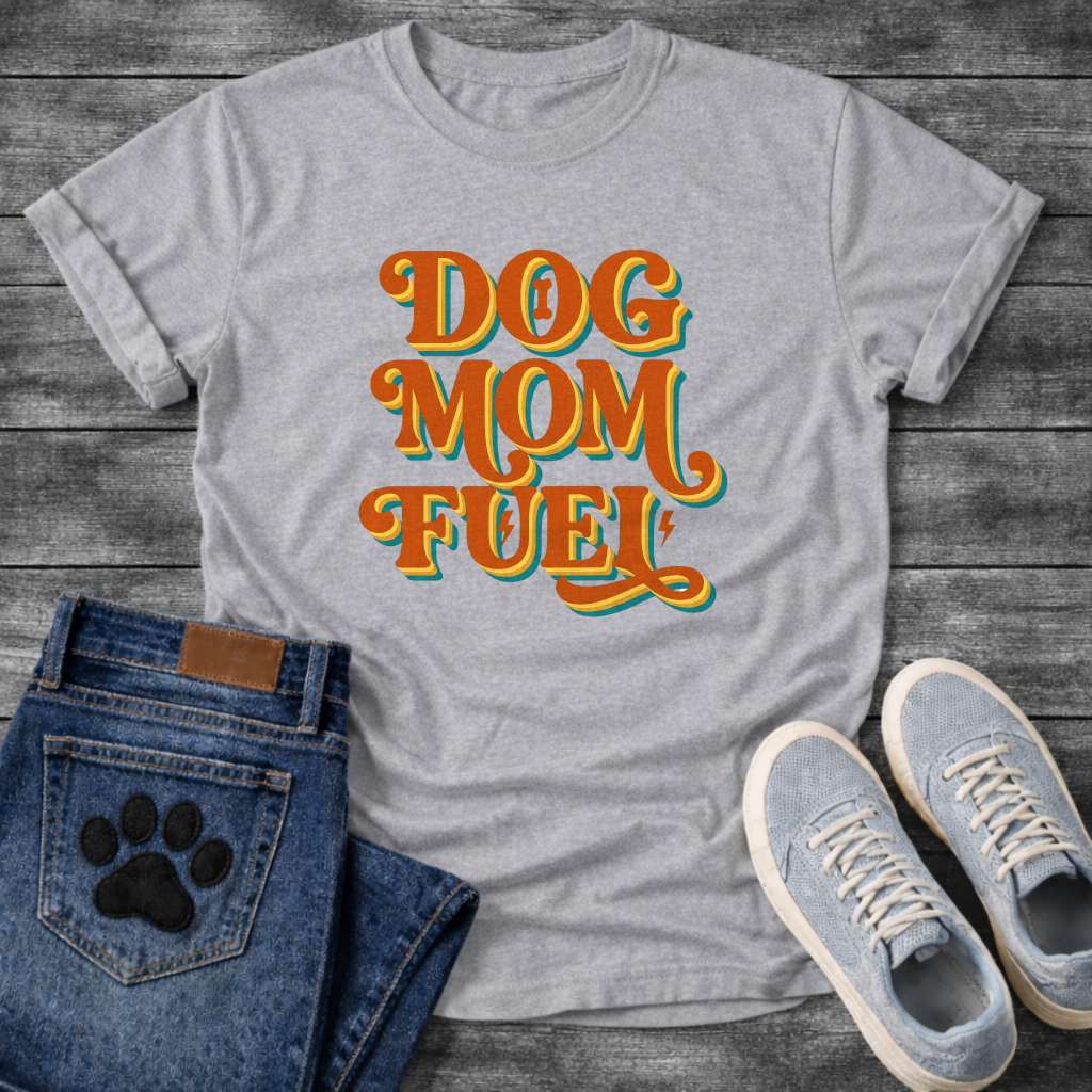 Dog Mom Fuel retro groovy funny dog parent coffee shirt