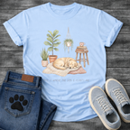 Home is where the dog and plants are shirt for pet and plant lovers