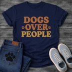 Dogs over people shirt with retro paw print design for dog lovers
