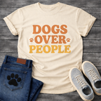 Dogs over people shirt with retro paw print design for dog lovers
