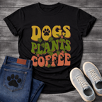 Funny dog mom shirt with dogs plants coffee design for pet lovers
