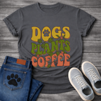 Funny dog mom shirt with dogs plants coffee design for pet lovers

