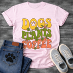 Funny dog mom shirt with dogs plants coffee design for pet lovers
