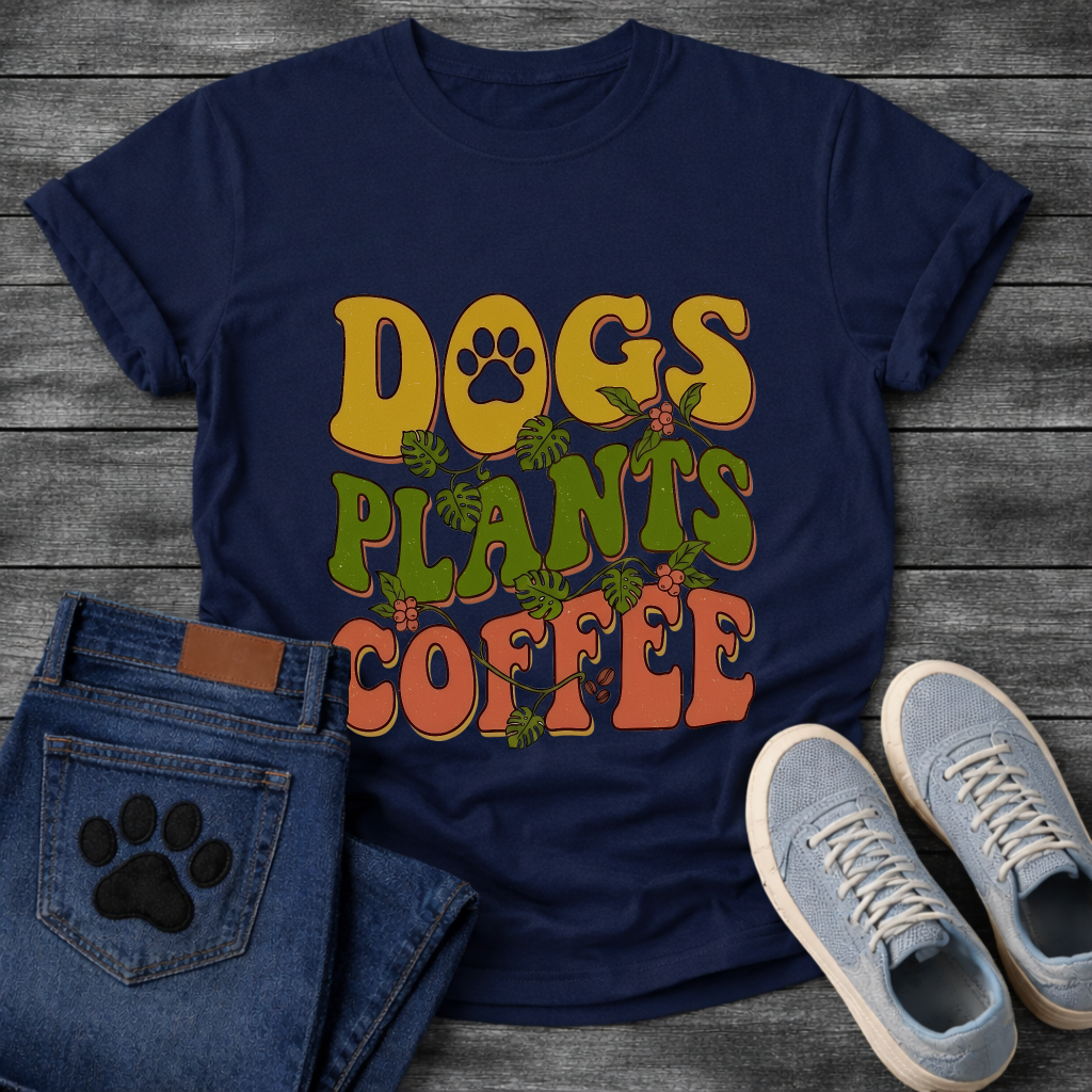 Funny dog mom shirt with dogs plants coffee design for pet lovers
