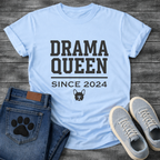 Drama Queen Since 2024 French Bulldog graphic t-shirt black text on sand
