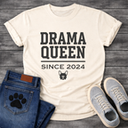 Drama Queen Since 2024 French Bulldog graphic t-shirt black text on sand
