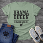 Drama Queen Since 2024 French Bulldog graphic t-shirt black text on sand
