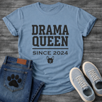 Drama Queen Since 2024 French Bulldog graphic t-shirt black text on sand
