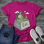 ESC Key Campground Girl walking dog funny camping shirt for pet owners