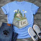 ESC Key Campground Girl walking dog funny camping shirt for pet owners