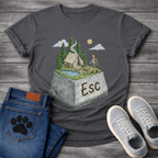 ESC Key Campground Girl walking dog funny camping shirt for pet owners