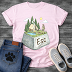 ESC Key Campground Girl walking dog funny camping shirt for pet owners